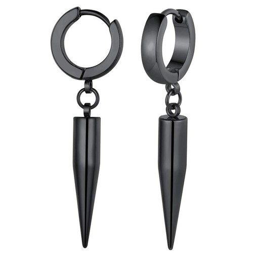 Men Womens Punk Dangle Drop Spike Huggie Hoop Stainless Steel Earrings Piercing - Bild 7 von 28