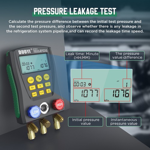 DY517 Digital Refrigeration Manifold Gauge HVAC Vacuum Pressure Temp Test Meter - Picture 4 of 10