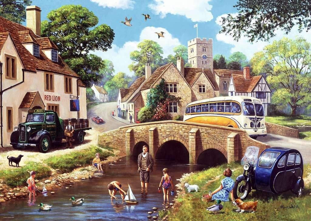 Ravensburger Day by the River by Kevin Walsh 1000 piece nostalgic jigsaw puzzle