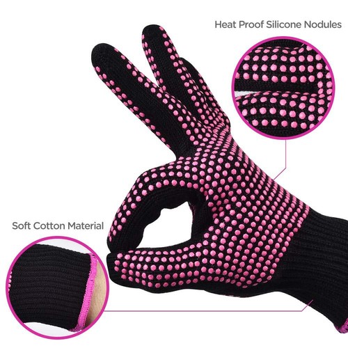 2 Pcs Heat Resistant Gloves for Hair Styling Curling Iron Flat Iron Curling Wand - Picture 2 of 9