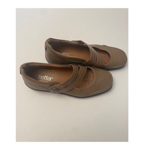 HOTTER Melissa Mary Jane Shoes Flats Beige Tan US 7.5 Leather Comfort Shoes - Foto 4 di 6