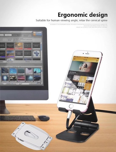 Foldable Universal Cell Phone Tablet Desk Stand Holder Mount Cradle Adjustable - Picture 6 of 27