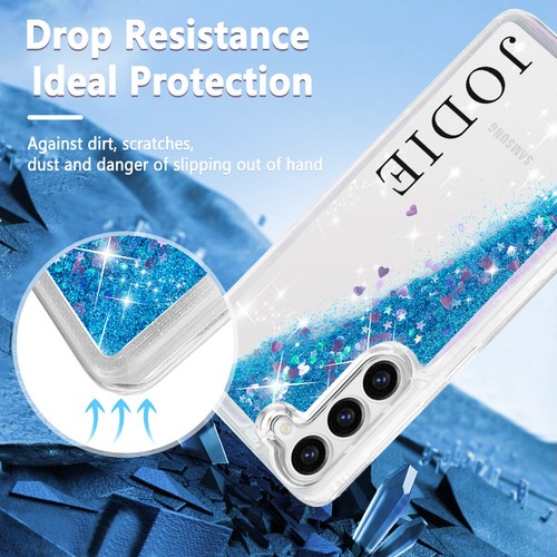 Für Samsung S24 S23 A15 A54 A35 A54 Flüssig Glitzer Hülle Personalisiert Name Case - Bild 41 von 80