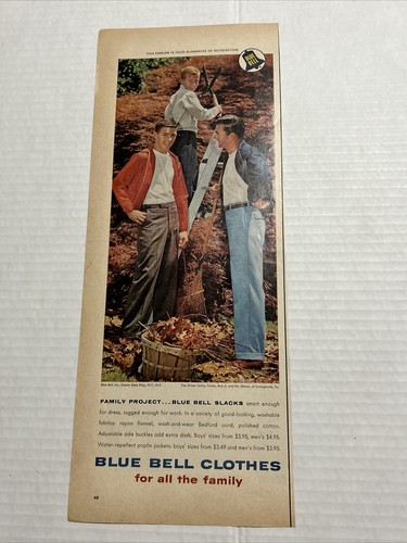 Revista Life 1959 ropa campana azul recortada en color anuncio impreso original 6,25x15" - Imagen 2 de 3