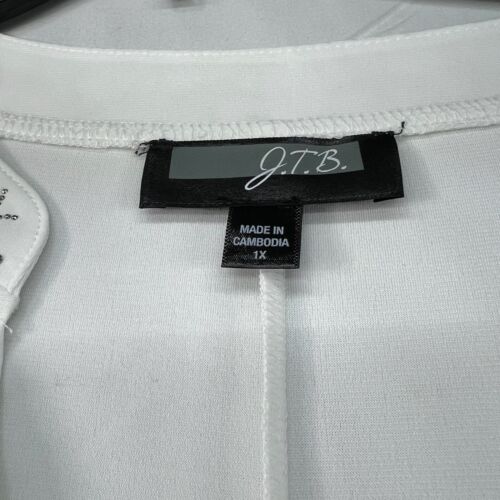 JTB Blouse Womens Plus Size 1X White Embellished 3/4 Sleeve Vneck New - Picture 3 of 7