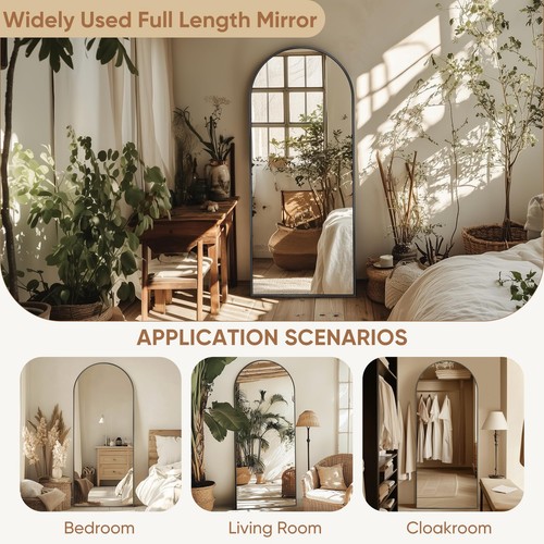 Full Length Mirror 59"x18" Oversized Arched Mirror Large Standing Mirror Tall... - Picture 5 of 9