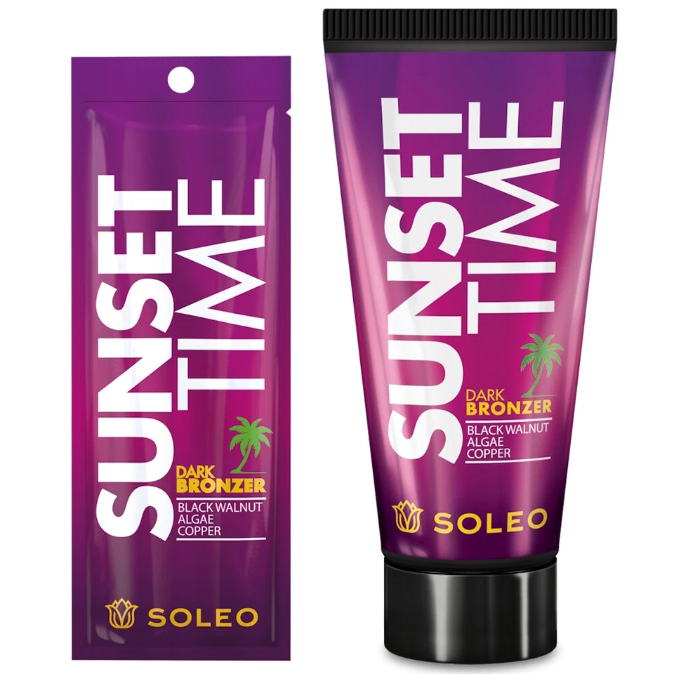 Soleo Sunset Time Dark Bronzer sunbed tanning lotion cream Bottle or Sachet