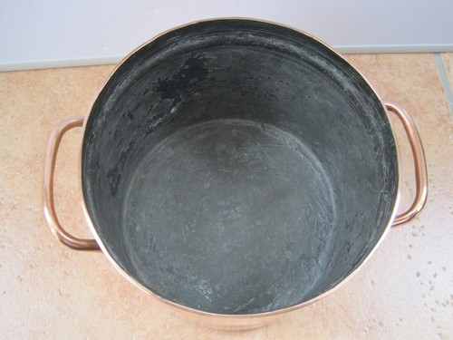 ANTIKE VIKTORIANISCHE 5 3/8" KUPFER ZWEIGRIFFIGE PFANNE & DECKEL MIT VERZINNTER INNENSEITE - Bild 8 von 9