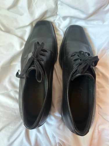 ECCO Men Oxford Dress Shoe Shock Point Size 41 US 7.5 Black Leather Ankle Boots - Picture 5 of 8