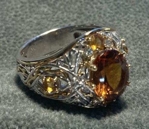 Michael Valitutti NH Gems en Vogue Citrine & CZ Ring in Sterling Silver Size 7