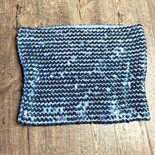 Women  s Sequin Strapless Tube Top Crop Top Party Blouse Blue