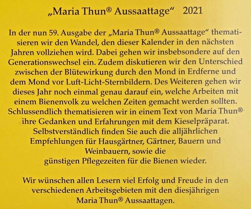 Aussaattage 2021 ( unverwendet ) - Bild 2 von 3