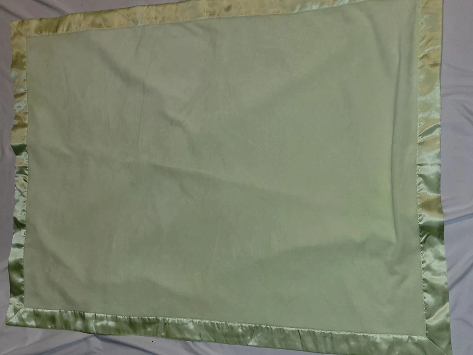 Just One Year Green Minky Satin Blanket Hard To Find Euc 30x40  - Image 4 of 4
