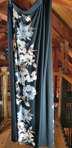 Susan Graver Palazzo Pants Womens XL Floral Black Wide Leg Elastic Waist EUC - Picture 2 of 11