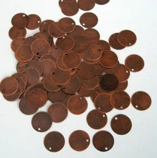 100pcs- Antique Copper Color Flat Round Blank Disc 12mm.