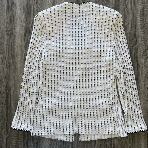 St John Collection Jacket Ivory White Knit Suit Blazer Size 4 Metal Clasps Zip - Picture 2 of 15
