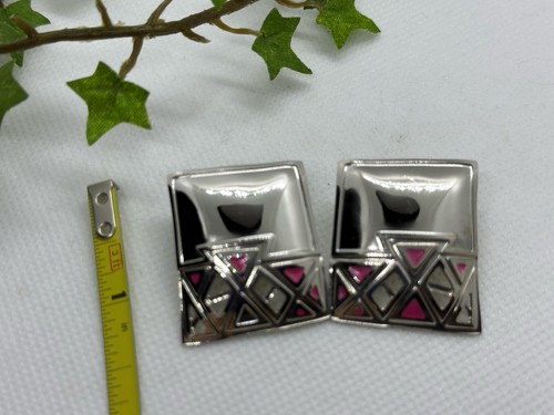 Vintage Berebi Ohrstecker silberfarben rosa Emaille - Bild 4 von 6