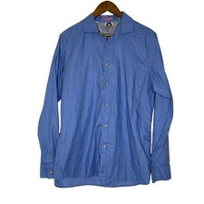 Ted Baker London Light Blue Dotted Print Long Sleeve Shirt Size 4 Large Men's