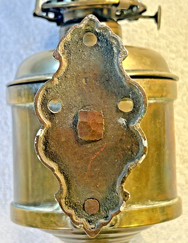 Brass Paraffin Oil Lamp Wall Mounted with Clear Glass Chimney Antique 41 cm Tall - Picture 6 of 24