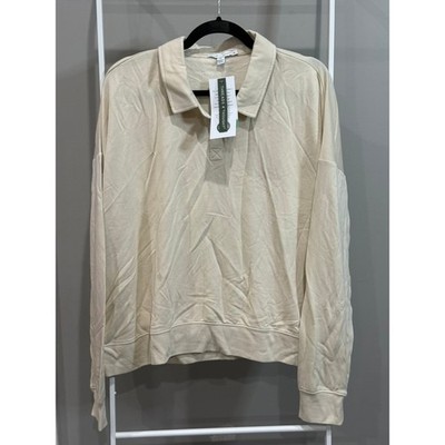 Threads 4 Thought Mens XL Cream Beige Polo Sweatshirt NWT Old Money Quiet Luxury