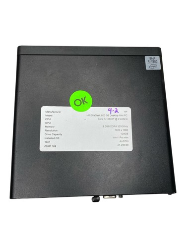 HP EliteDesk 800 G6 i5-10600T 2.4GHz 8GB 128GB SSD Windows 11 Pro Mini Desktop - Afbeelding 4 van 6