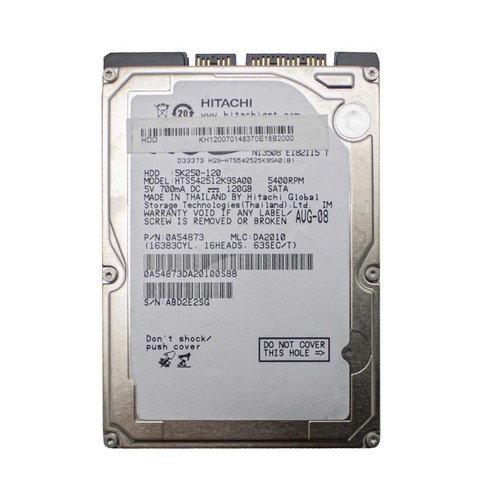 HITACHI HTS542512K9SA00 Festplatte 120GB HDD SATA 2,5" Intern Notebook Laptop