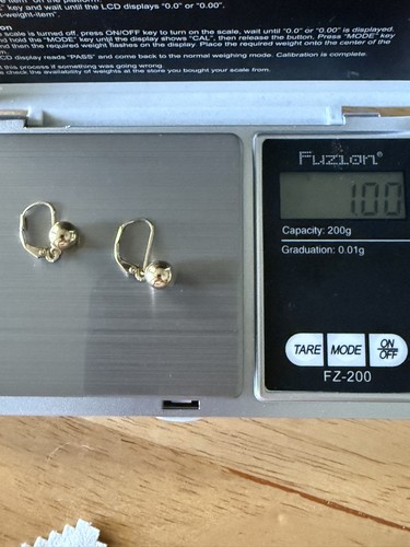 14K Gelbgold Leverback Hänger Kugel Charm Ohrringe 0,5 Zoll lang 1 Gramm Gold - Bild 7 von 9