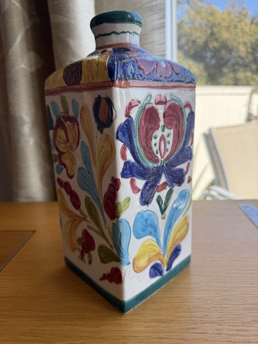 Grande Bottiglia/Vaso Decorativo Prof Mancinelli Deruta H 28,5 cm Italia - Foto 2 di 8