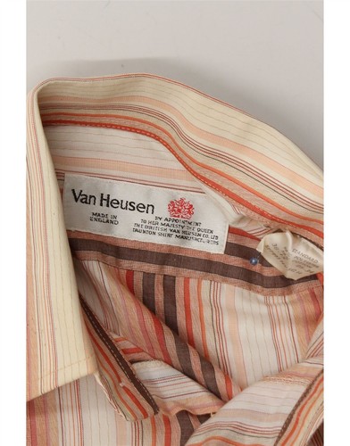 VAN HEUSEN Mens Shirt Size 38 15 Medium Multicoloured Striped Polyester AO03 - Picture 3 of 3