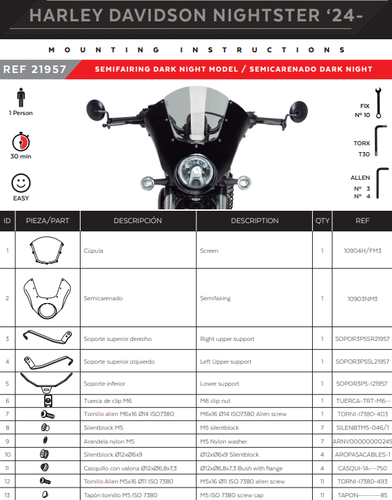 Puig Dark Night Pantalla M / Negro / L / Humo Harley-Davidson Nightster 975 Sp. - Imagen 2 de 8