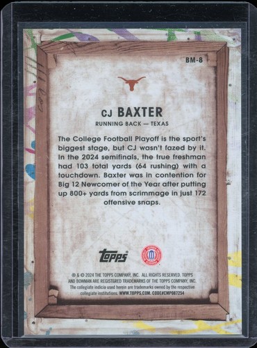 2024 Bowman U Bowman CJ Baxter #BM-8 Masterpieces - Picture 2 of 3