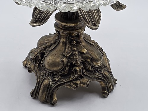 Beautiful Vinatge Glass & Brass Footed Ashtray MCM Hollywood Regency - Picture 3 of 5