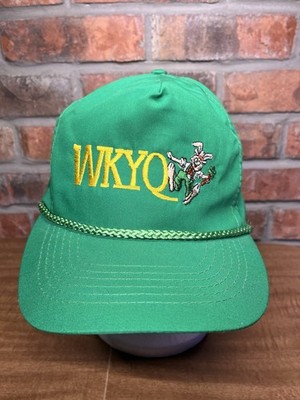 Vintage WKYQ Country Radio Station 93.3 Kentucky Green Rabbit Otto Strapback Hat