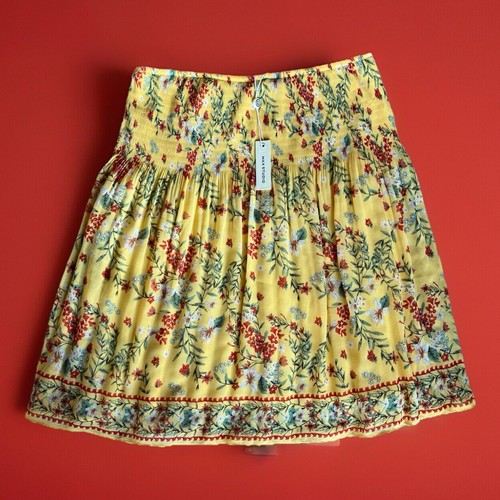 NEW Max Studio Skirt Womens Small Yellow Floral Pull On Lined Casual - Picture 4 of 4