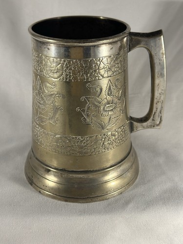 Antique Silver or Plate Stein Mug Glass Bottom Encased Austrian - Picture 2 of 15
