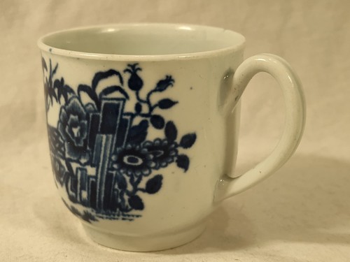 1770 Antique English Porcelain Tea Cup Worcester Blue White Chinoiserie - Foto 5 di 9