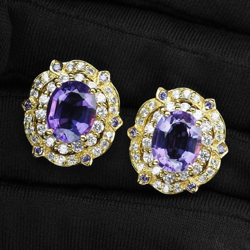 Orecchini Estate Royal Purple Sapphire 5,70 ct in argento sterling 925... - Foto 3 di 6