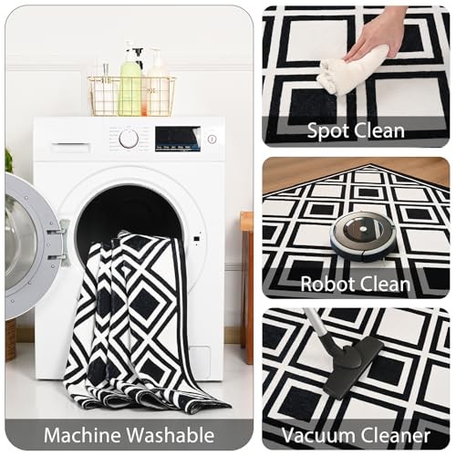 Area Rug for Living Room Bedroom, 5x7 and White Checkered 5 x 7 Feet Black - Picture 8 of 8