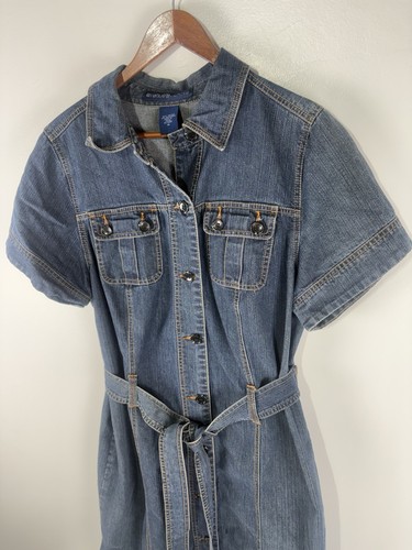 Maxi Vestido Denim Avenue Jeans Lavado Dk Botón Completo Para Mujer Talla 16 - Imagen 2 de 8
