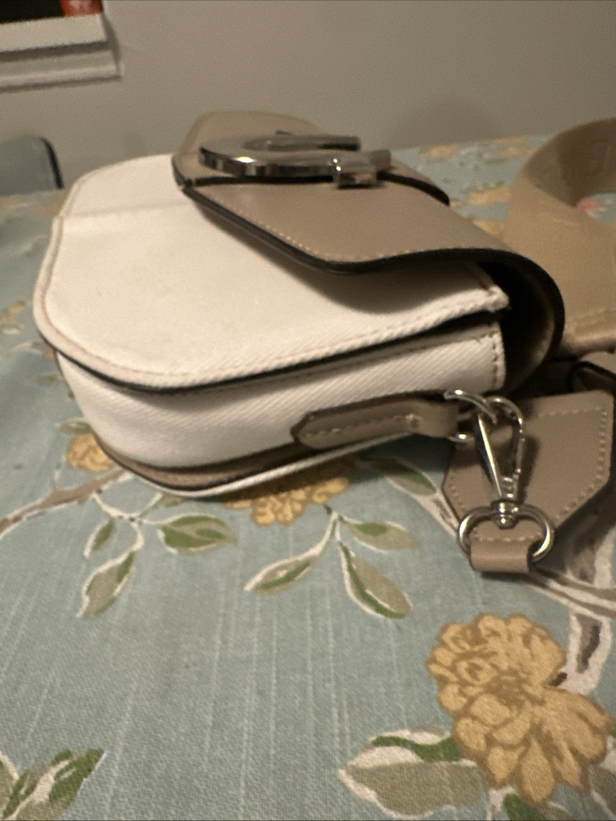 True Religion Crossbody Bag Taupe White Signature Horseshoe Logo Faux Leather thumbnail 17