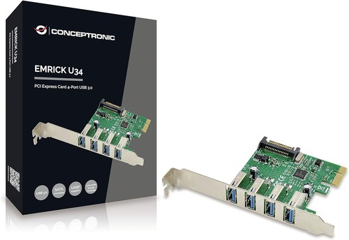 Conceptronic Emrick U34 4-Port USB 3.0 PCI Express Card - 第 2/3 張圖片
