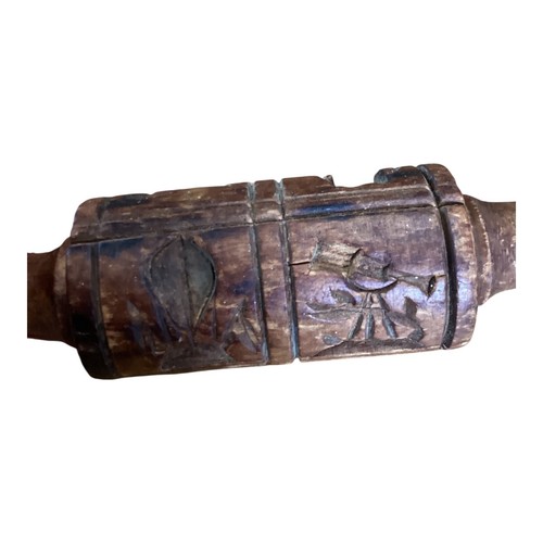 Primitive Carved Wood Rolling Pin Mold Country Scenes Farmhouse Folk Art Decor - Picture 4 of 11