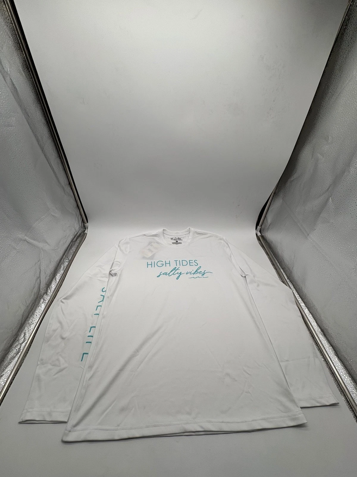 Salt Life Mens L Long Sleeve Sun Shirt White High Tides Graphic