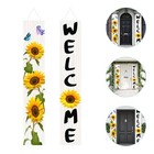 1 Pair Hello Spring Banners Sunflower Porch Signs Outdoor Welcome Signs Hanging