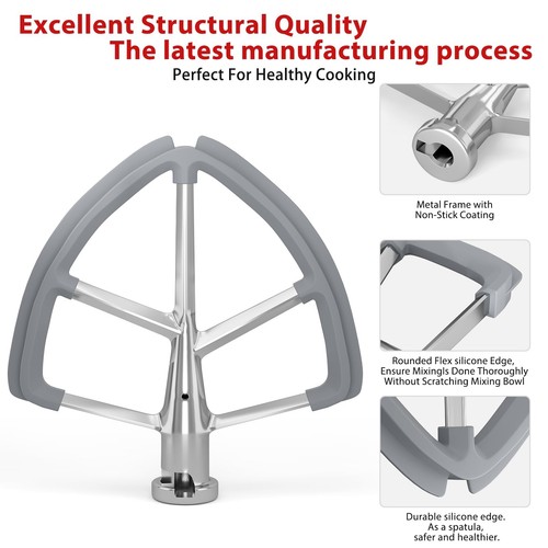 6QT Stainless Steel Flex Edge Beater for KitchenAid Mixer Professional 6 Quar... - Picture 2 of 7