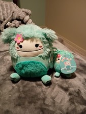 2 NEW Squishmallows Joelle Blue Bigfoot Yeti 11" And Clip On. Joelle 5" HTF