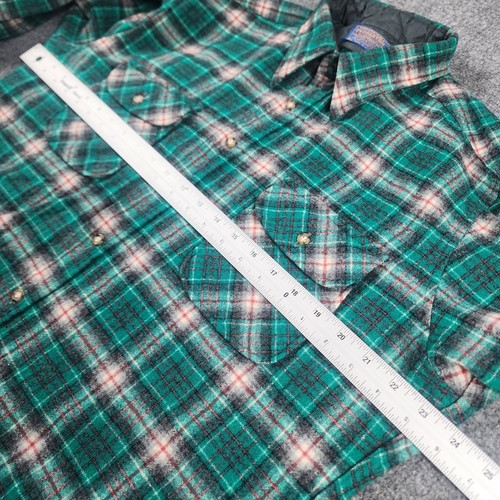 Vintage Pendleton XL 100% Virgin Wool Flannel Shirt Plaid Button Up Green Red  - Picture 6 of 13