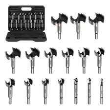 Vearter 16PCS 6-54mm HCS Forstner Bit Set Woodworking Cutter Round Shank