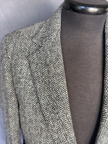 Vintage HARRIS TWEED Check Herringbone Scottish Wool Sport Coat Jacket 40 Nice! - Picture 3 of 21