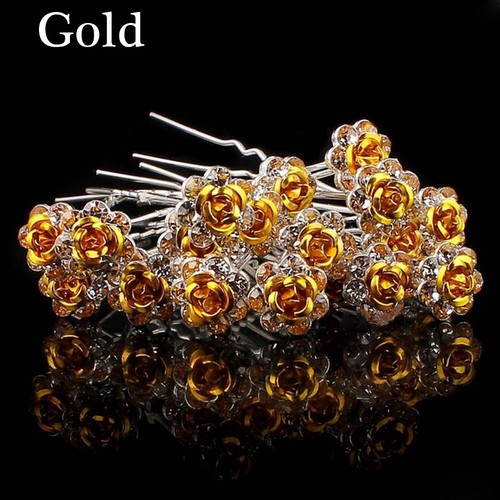 20PCS Jewelry Engagement Bridal Flower Hairpins Hair Clips Crystal Rhinestone - Picture 20 of 23